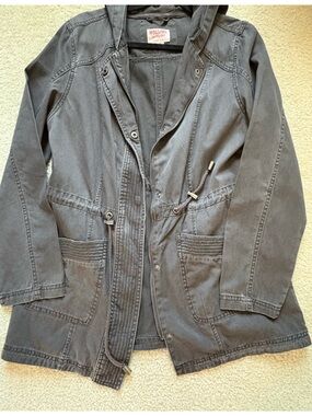 Mossimo Supply Co. Dark Gray Hooded Jacket with Drawcord